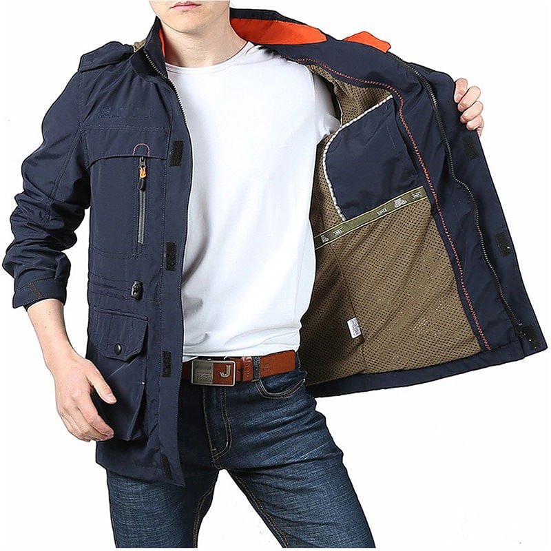 Men Jackets Casual Outwear Hiking Windbreaker Hooded Coats - Image 2