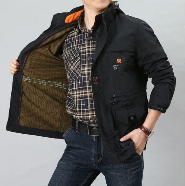 Men Jackets Casual Outwear Hiking Windbreaker Hooded Coats - Image 5