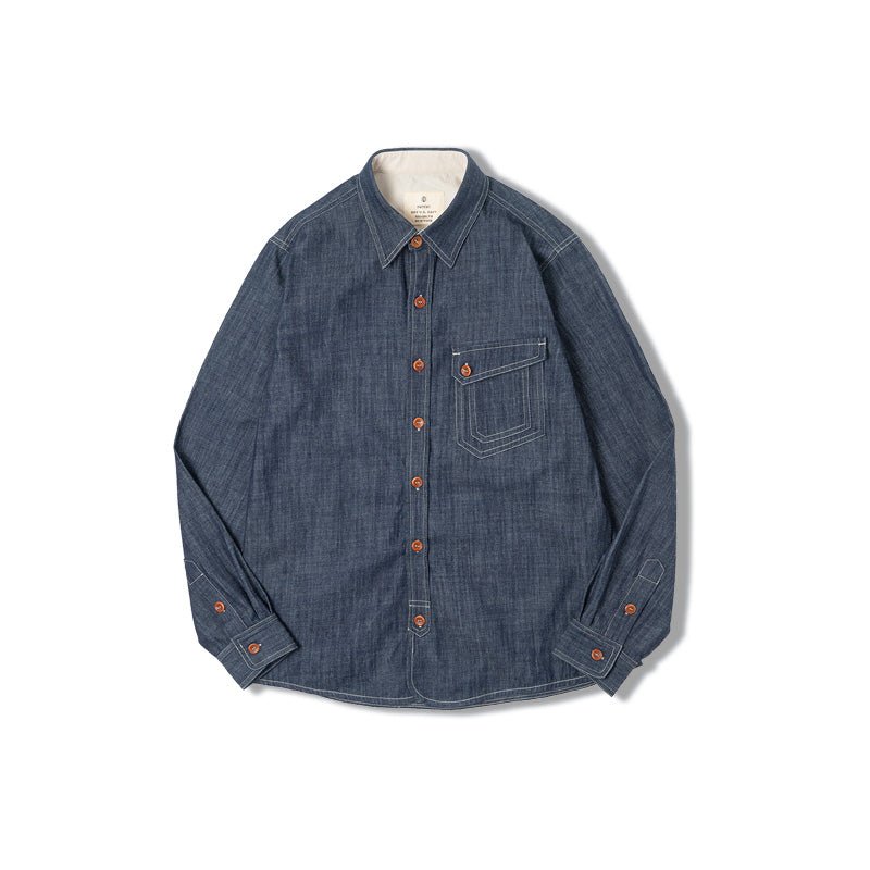 Men Jeans Indigo Washed Solid Work Shirt - Image 10