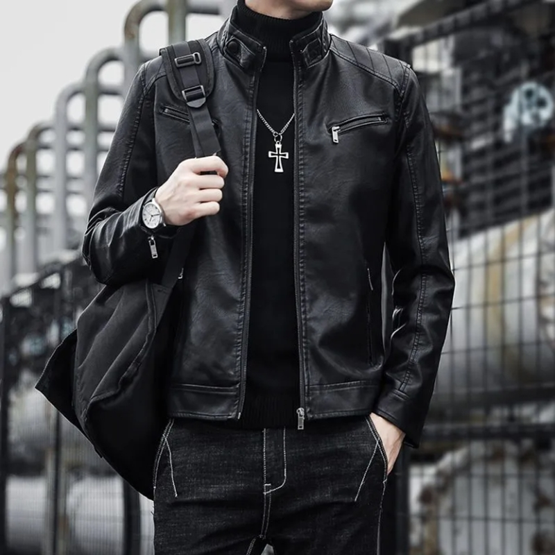 Men Leather Suit Jacket Men Slim Fit Short Coat - Image 2