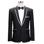 Men Luxury Wedding Party Blazer Black , White Jacket