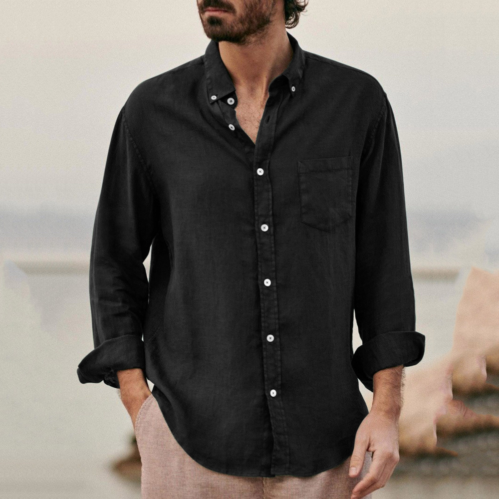Men Shirts Loose Cotton Linen - Image 4