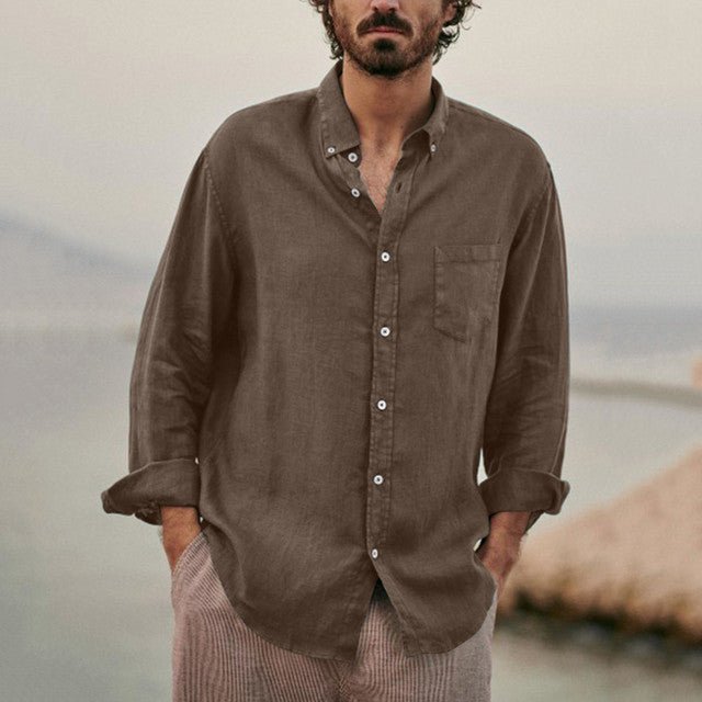 Men Shirts Loose Cotton Linen - Image 10