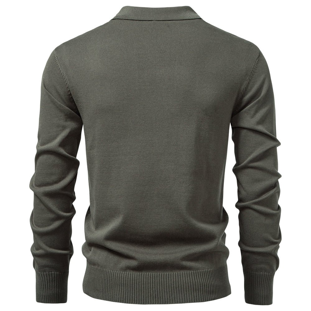 Men Slim Fit Henley Long Sleeve Business Polo Shirts - Image 3
