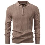 Men Slim Fit Henley Long Sleeve Business Polo Shirts