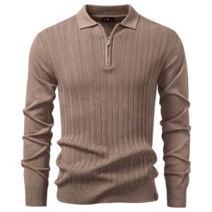 Men Slim Fit Henley Long Sleeve Business Polo Shirts