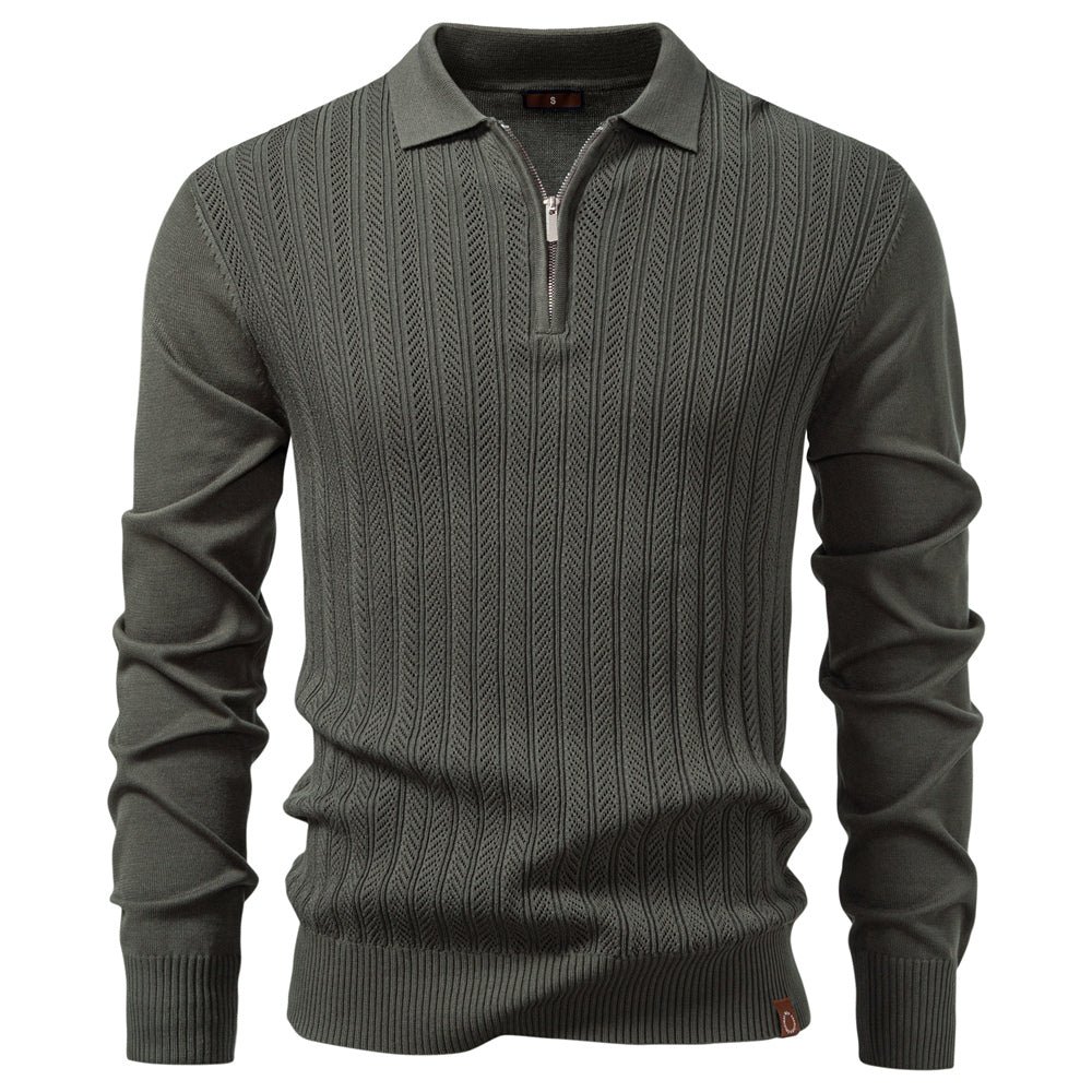Men Slim Fit Henley Long Sleeve Business Polo Shirts - Image 2