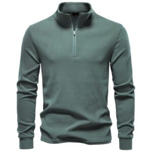 Men Solid Color Zipper Soft Shell Sweatshirt