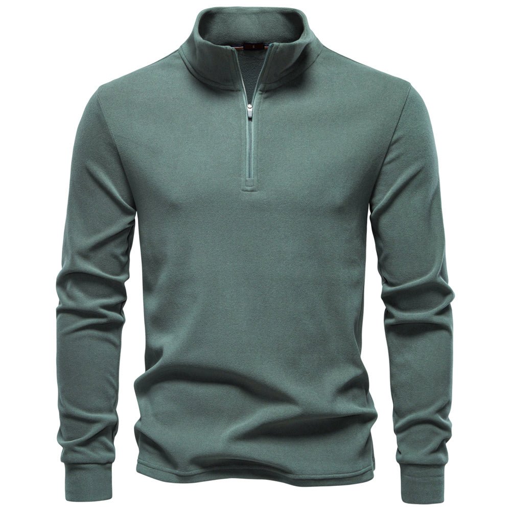 Men Solid Color Zipper Soft Shell Sweatshirt