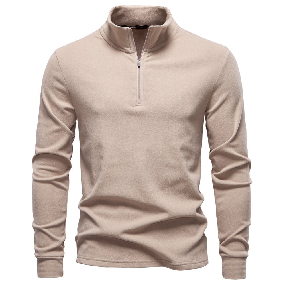 Men Solid Color Zipper Soft Shell Sweatshirt - Image 4
