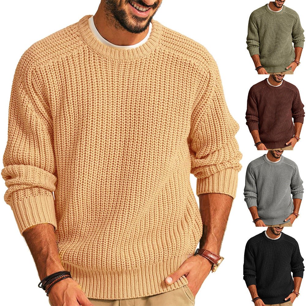 Men Solid Mock Neck Loose knitwear Sweaters - Image 5