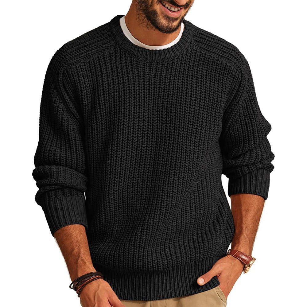 Men Solid Mock Neck Loose knitwear Sweaters - Image 2