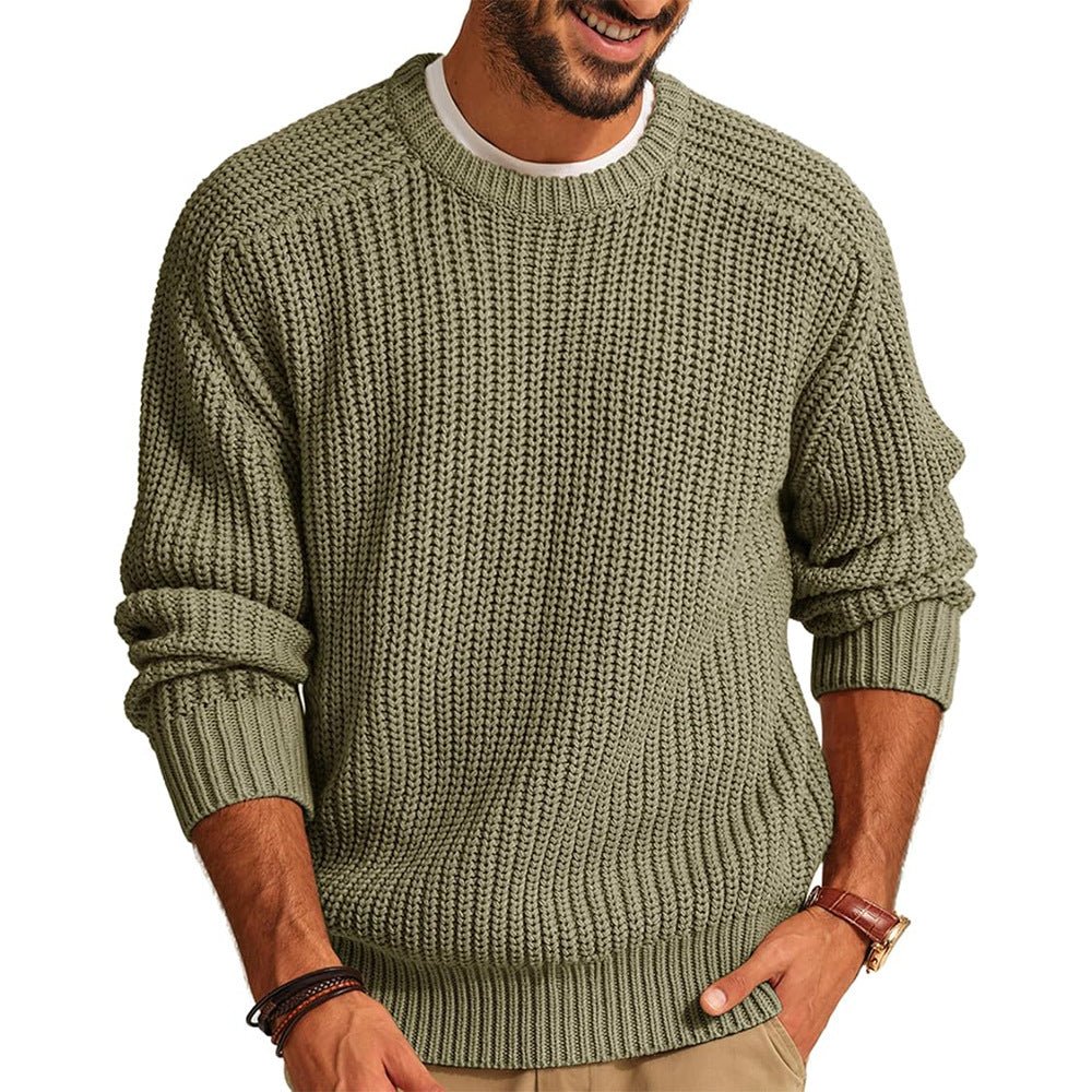 Men Solid Mock Neck Loose knitwear Sweaters - Image 3