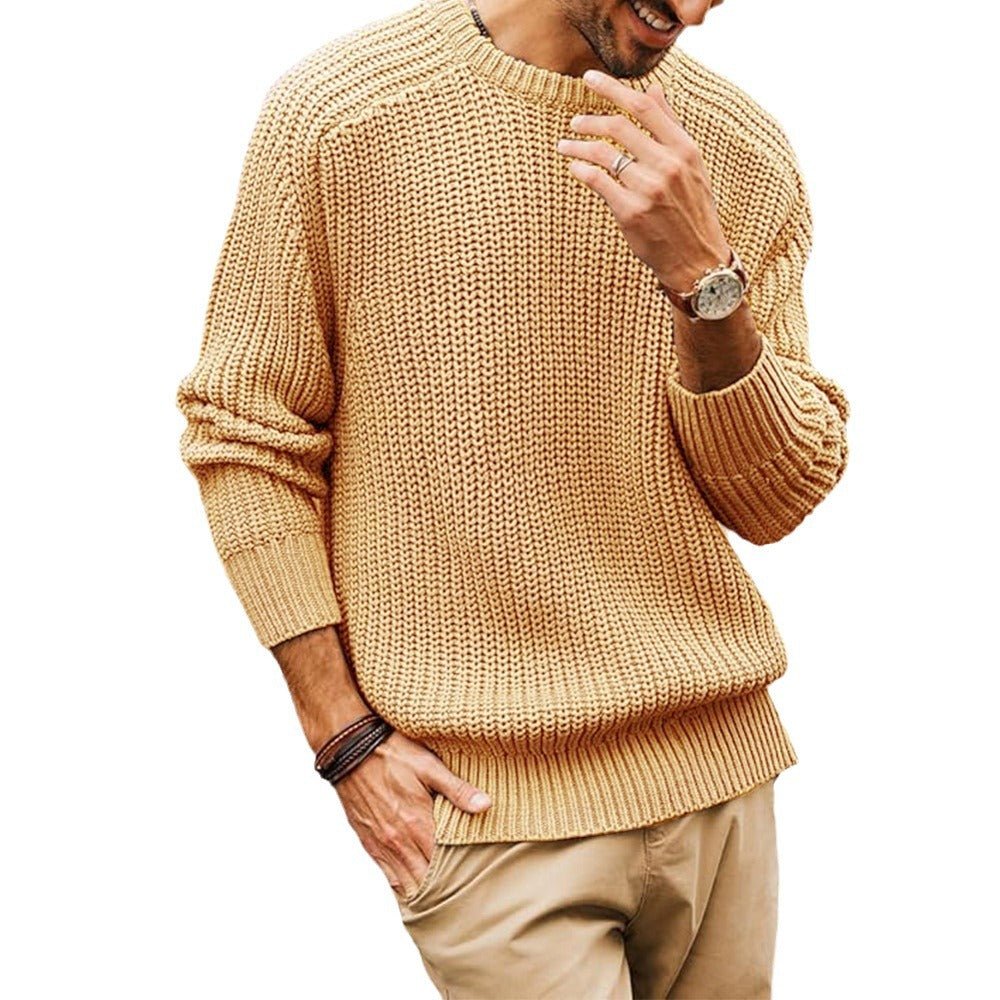 Men Solid Mock Neck Loose knitwear Sweaters - Image 4