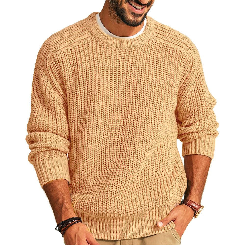 Men Solid Mock Neck Loose knitwear Sweaters - Image 9