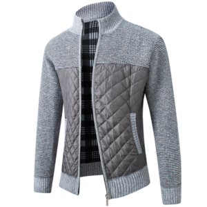 Men Sweater Slim Fit Stand Collar Zipper Jacket