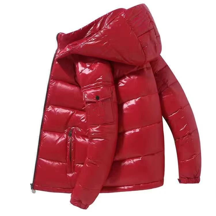 Men Trend Solid Color Short Winter Warm Hooded Parkas - Image 9