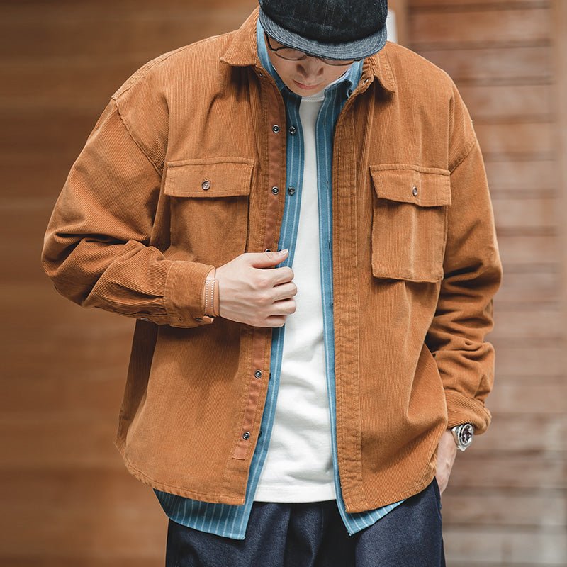 Men Vintage Corduroy Shirt Jacket - Image 3