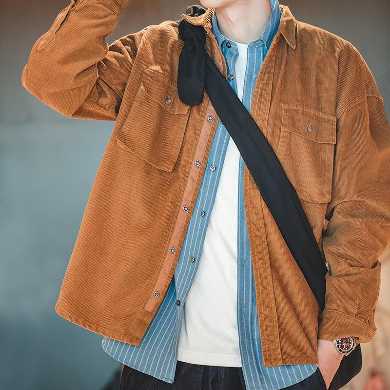 Men Vintage Corduroy Shirt Jacket - Image 5
