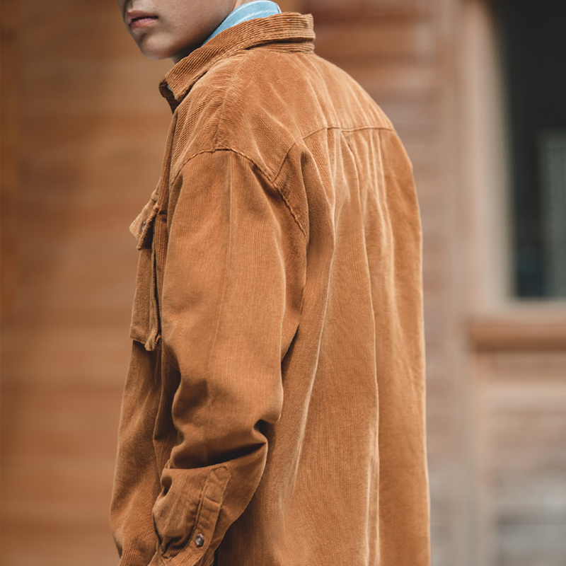 Men Vintage Corduroy Shirt Jacket - Image 6