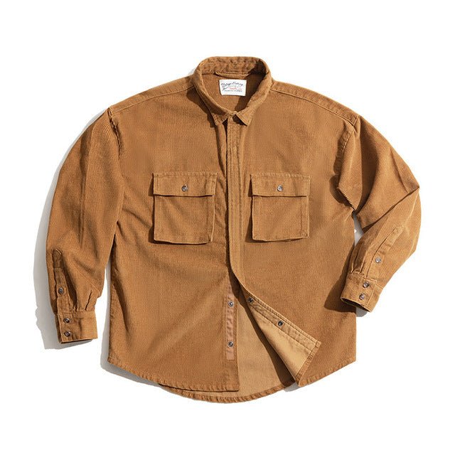 Men Vintage Corduroy Shirt Jacket - Image 7