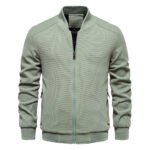 Men Waffle Fleece Lined Zipper Pocket Bomber Jacket