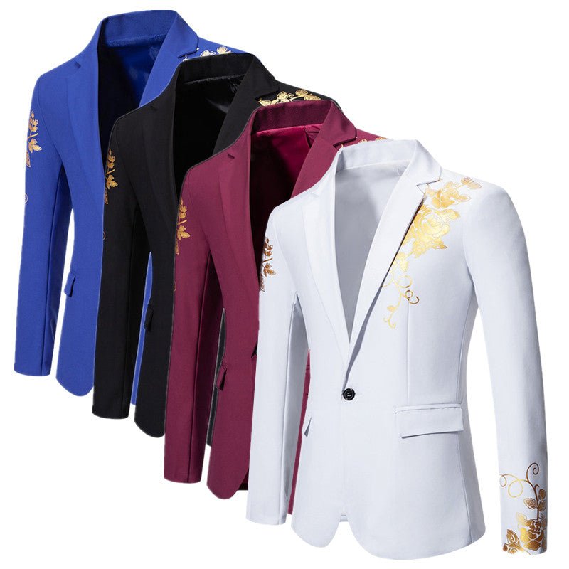 Men Wedding Prom Party Rose Printed Blazers Coats - Image 4