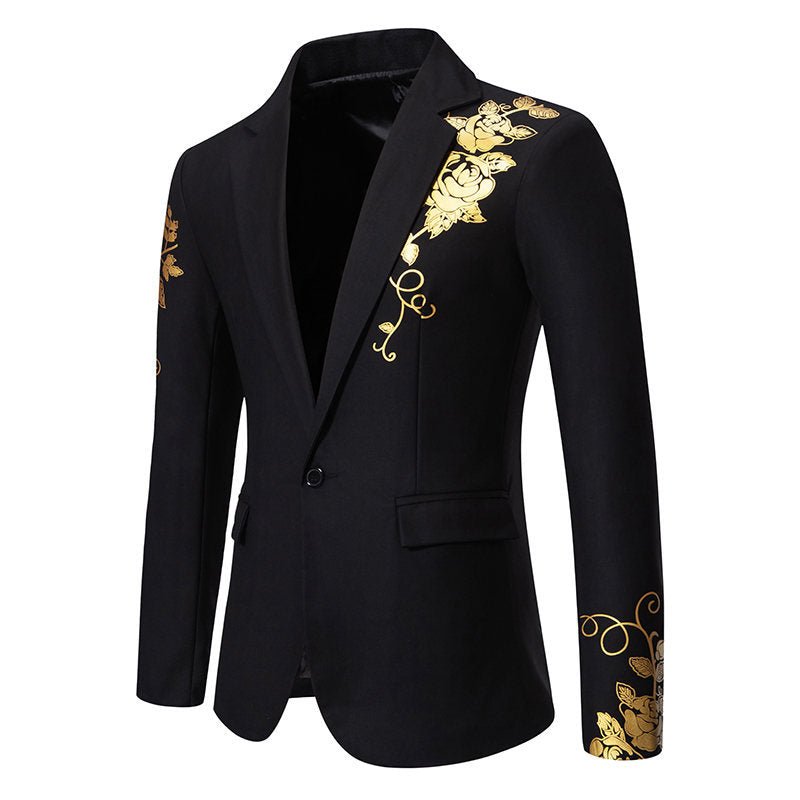 Men Wedding Prom Party Rose Printed Blazers Coats - Image 2