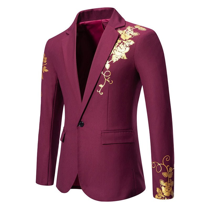 Men Wedding Prom Party Rose Printed Blazers Coats - Image 3