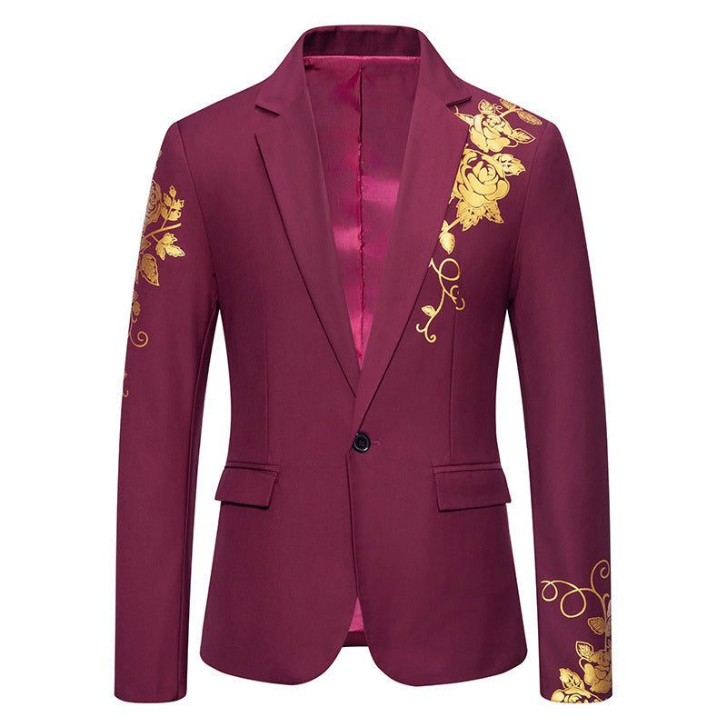Men Wedding Prom Party Rose Printed Blazers Coats - Image 9
