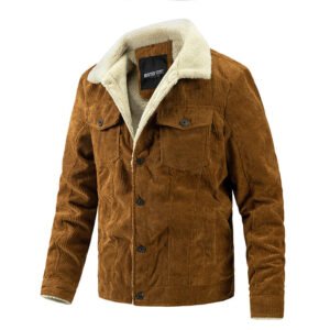 Men Winter Fleece Coat Corduroy Parka