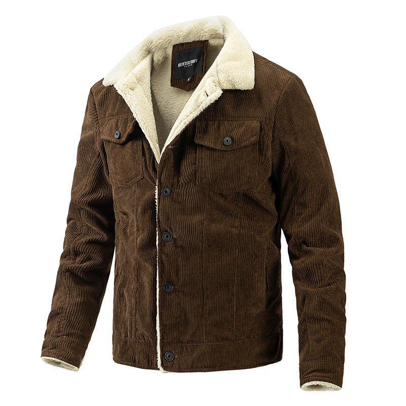 Men Winter Fleece Coat Corduroy Parka - Image 2