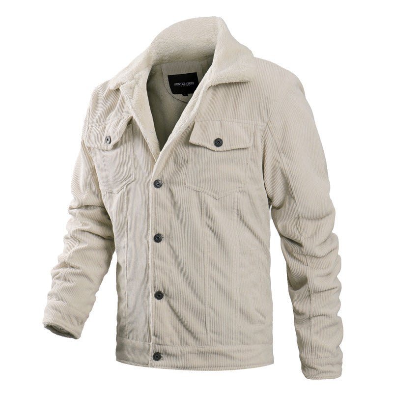 Men Winter Fleece Coat Corduroy Parka - Image 4