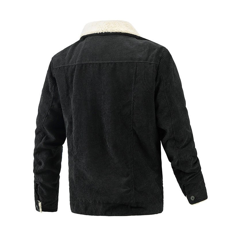 Men Winter Fleece Coat Corduroy Parka - Image 5