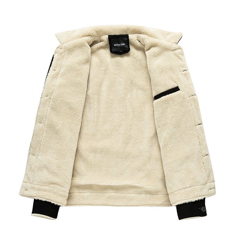 Men Winter Fleece Coat Corduroy Parka - Image 6