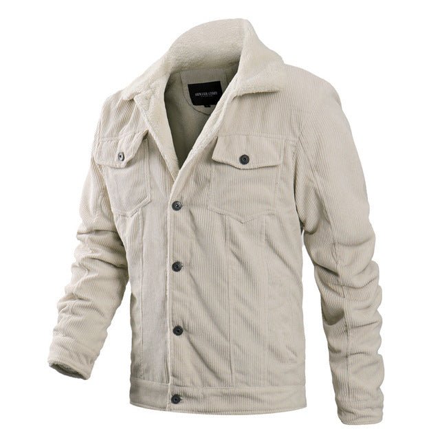 Men Winter Fleece Coat Corduroy Parka - Image 8