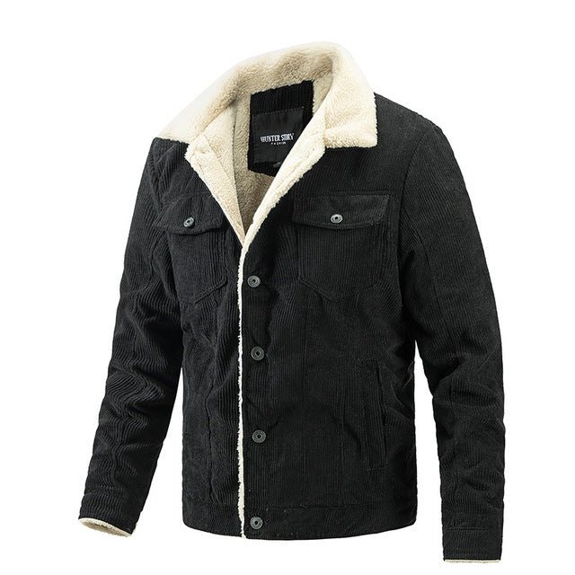 Men Winter Fleece Coat Corduroy Parka - Image 9