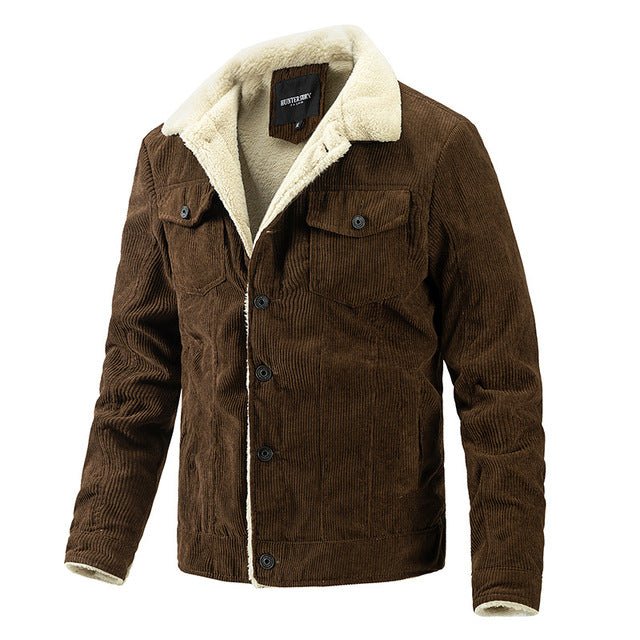 Men Winter Fleece Coat Corduroy Parka - Image 10