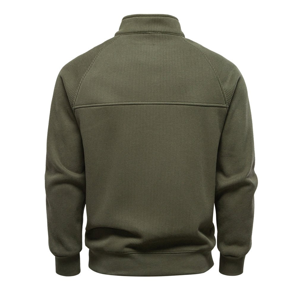 Men Winter Thermal Sweater Cotton Zipper Top - Image 4