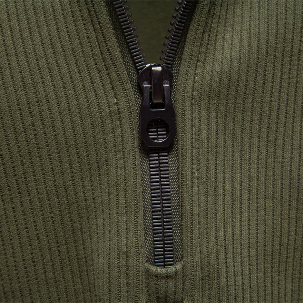 Men Winter Thermal Sweater Cotton Zipper Top - Image 9