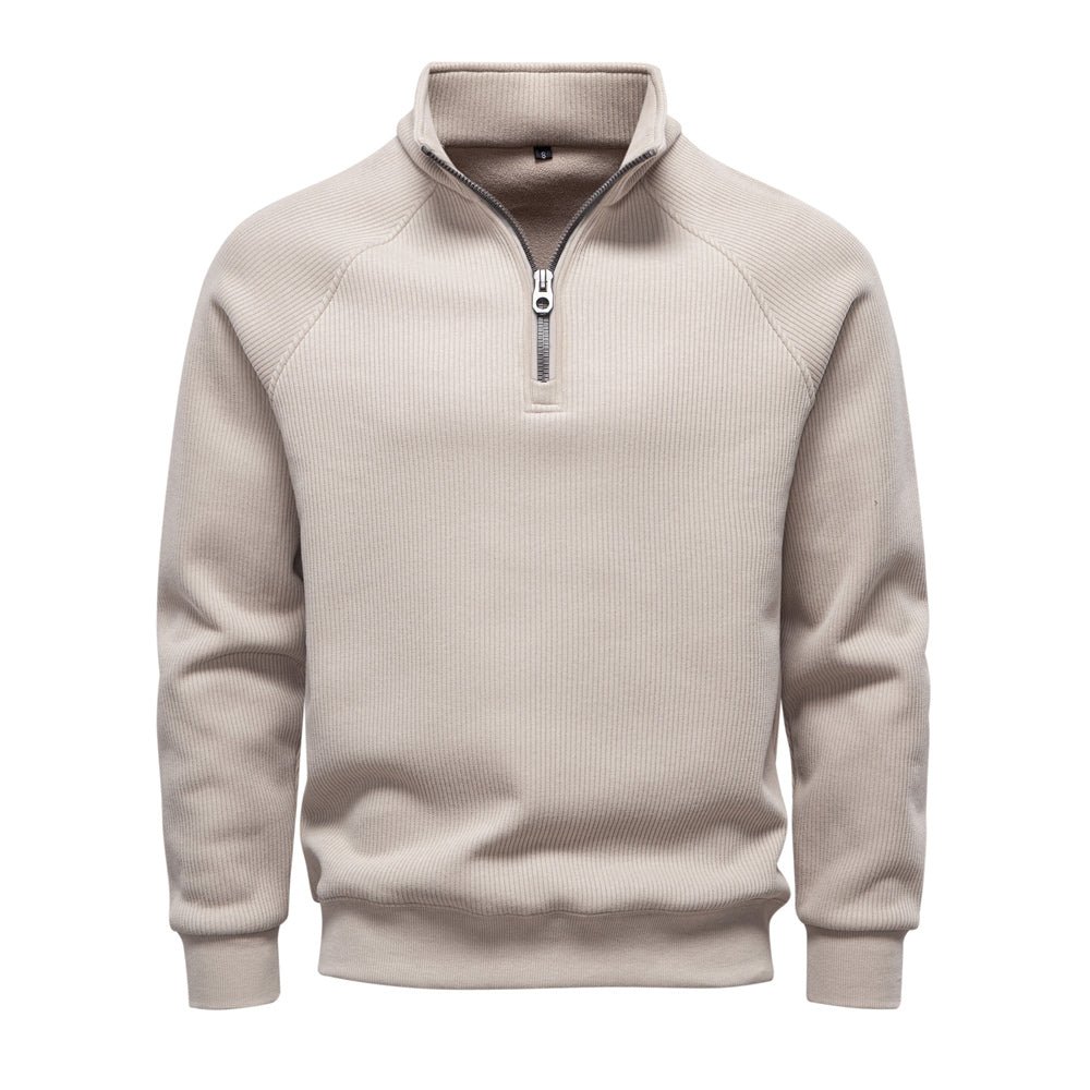 Men Winter Thermal Sweater Cotton Zipper Top - Image 2