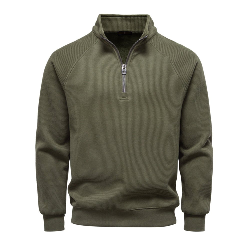 Men Winter Thermal Sweater Cotton Zipper Top - Image 3