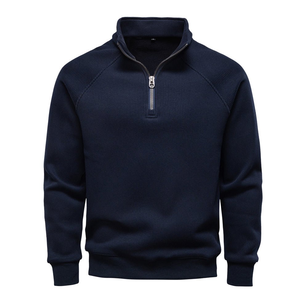 Men Winter Thermal Sweater Cotton Zipper Top - Image 6