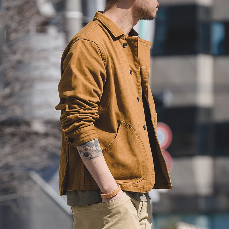 Men Work Wear Cotton Coats Multi Pocket Jacket - Image 6