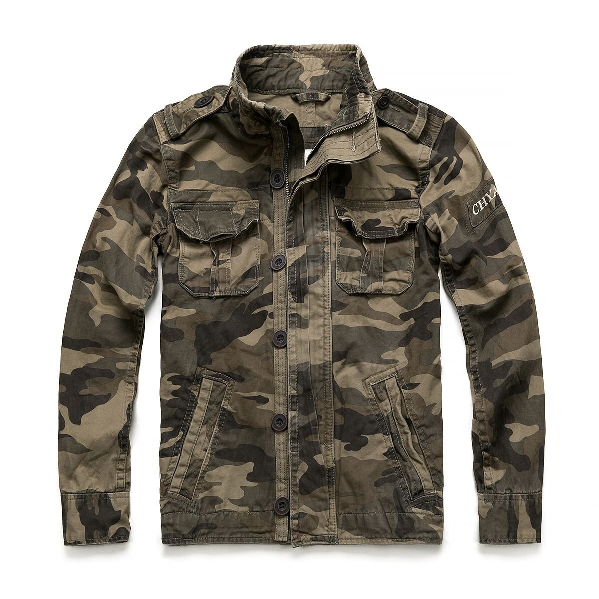 Military Denim Jacket Men Retro Camo Multi-pockets - Image 3