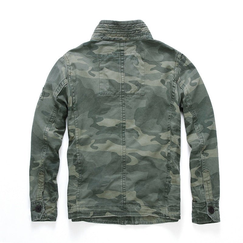 Military Denim Jacket Men Retro Camo Multi-pockets - Image 4