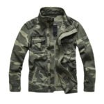 Military Denim Jacket Men Retro Camo Multi-pockets