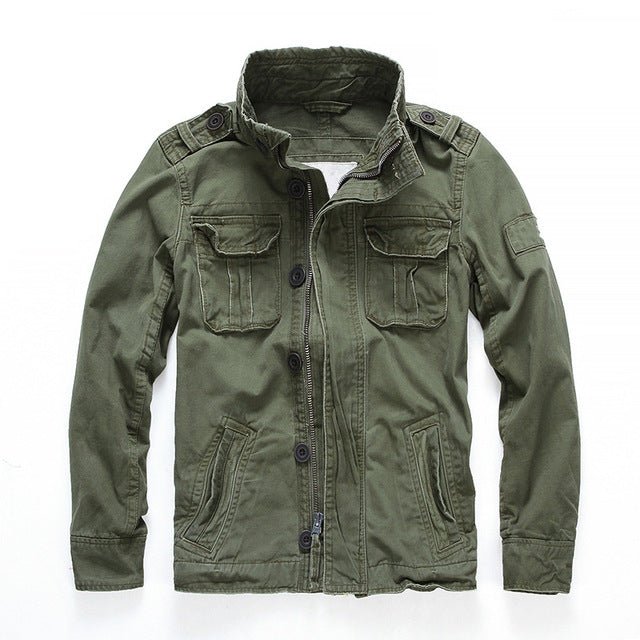 Military Denim Jacket Men Retro Camo Multi-pockets - Image 9