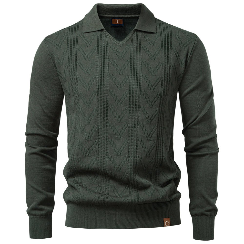 Modern Henley Polo Men Solid Color Long Sleeve - Image 2