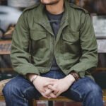 Olive M65 Vintage Jackets For Men Army Green Oversize Denim